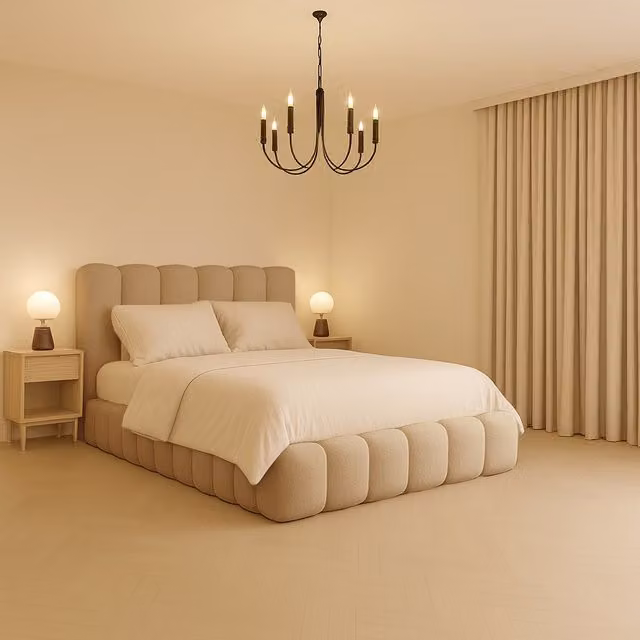 Desire Deco Modern Upholstered Velvet Panel Bed Frame in Orange or Beige, W/D/H: 120 x 200 cm