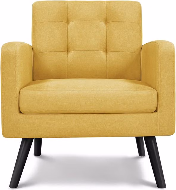 Yaheetech Mid-Century Modern Yellow Fabric Tub Lounge Chair with Armrests