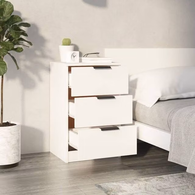 Berkfield Home Modern White Bedside Cabinet W/D/H: 40 x 36 x 65 cm – 1