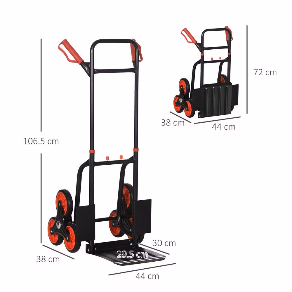 STILVORA Folding Steel Sack Truck with Dual Three-Wheel Design in Black – 3