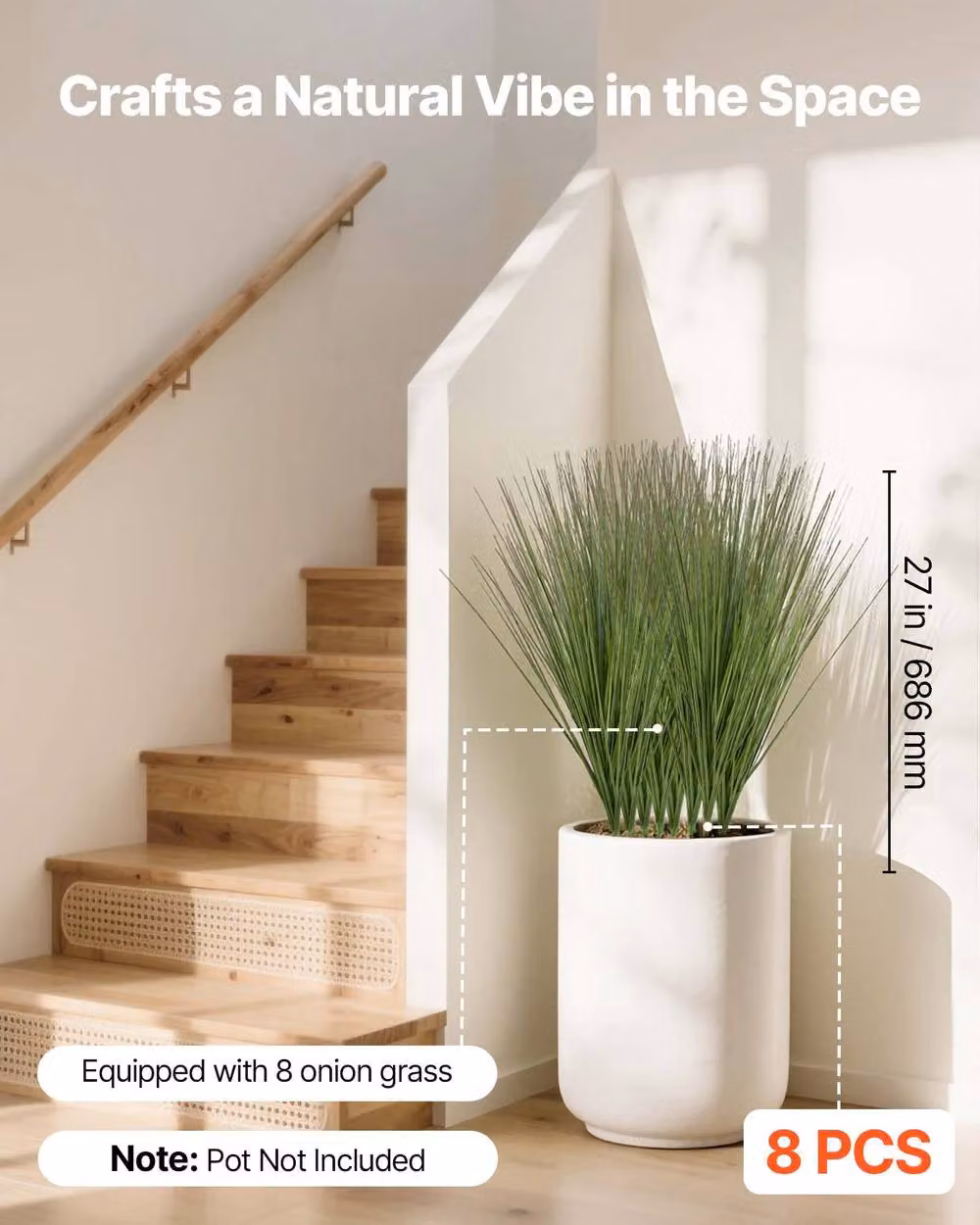 VEVOR 8 Pack Green Artificial Grass Faux Onion Plantery, Height: 68.6 cm – 2