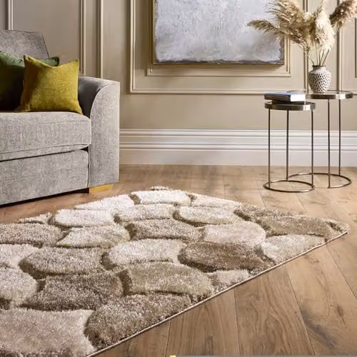 Phoenox Textiles Limited Origins 3D Scallop Rectangular Rug in Beige, W: 80 cm, L: 150 cm – 2
