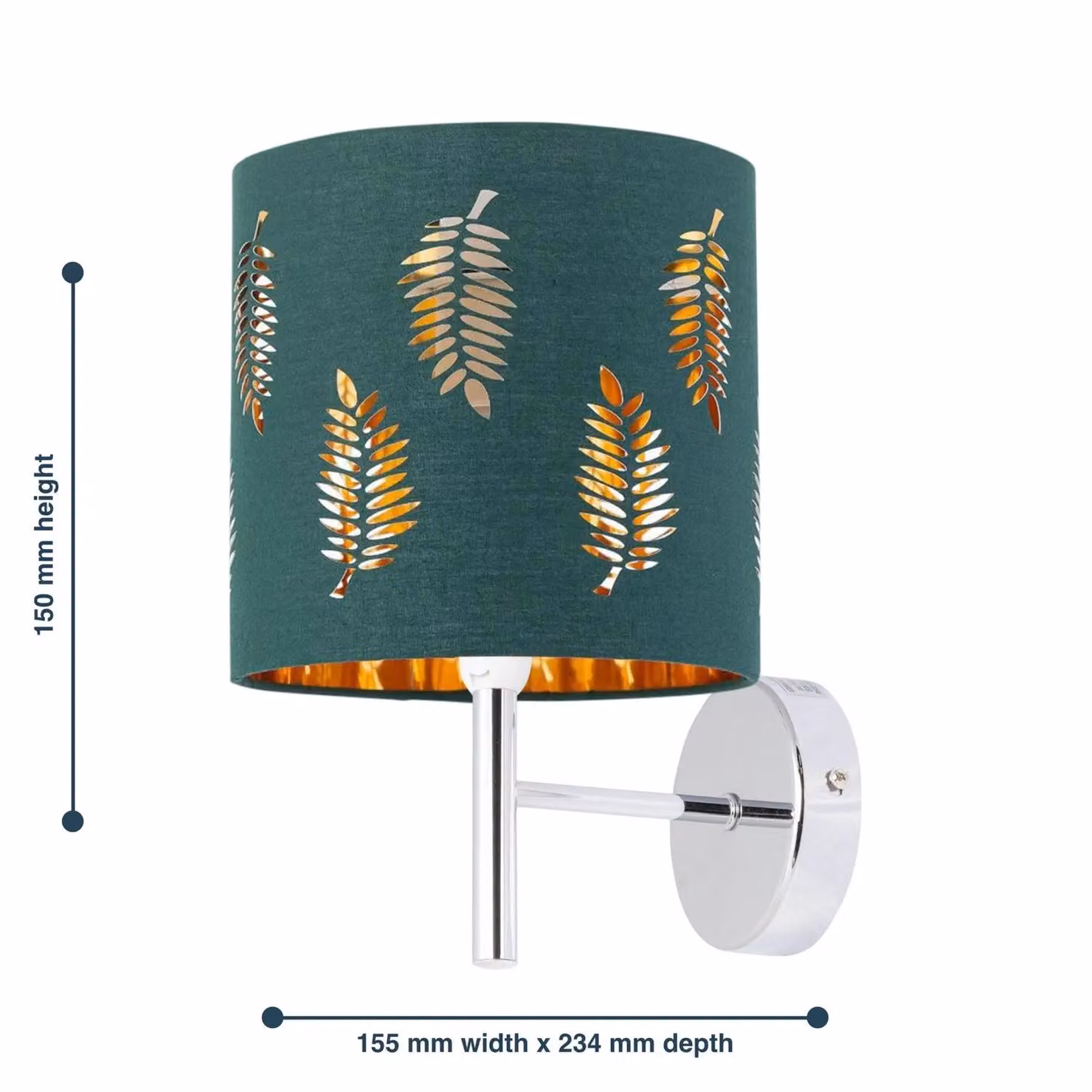 First Choice Lighting Brea Chrome Wall Light with Green Fabric Shade – 4