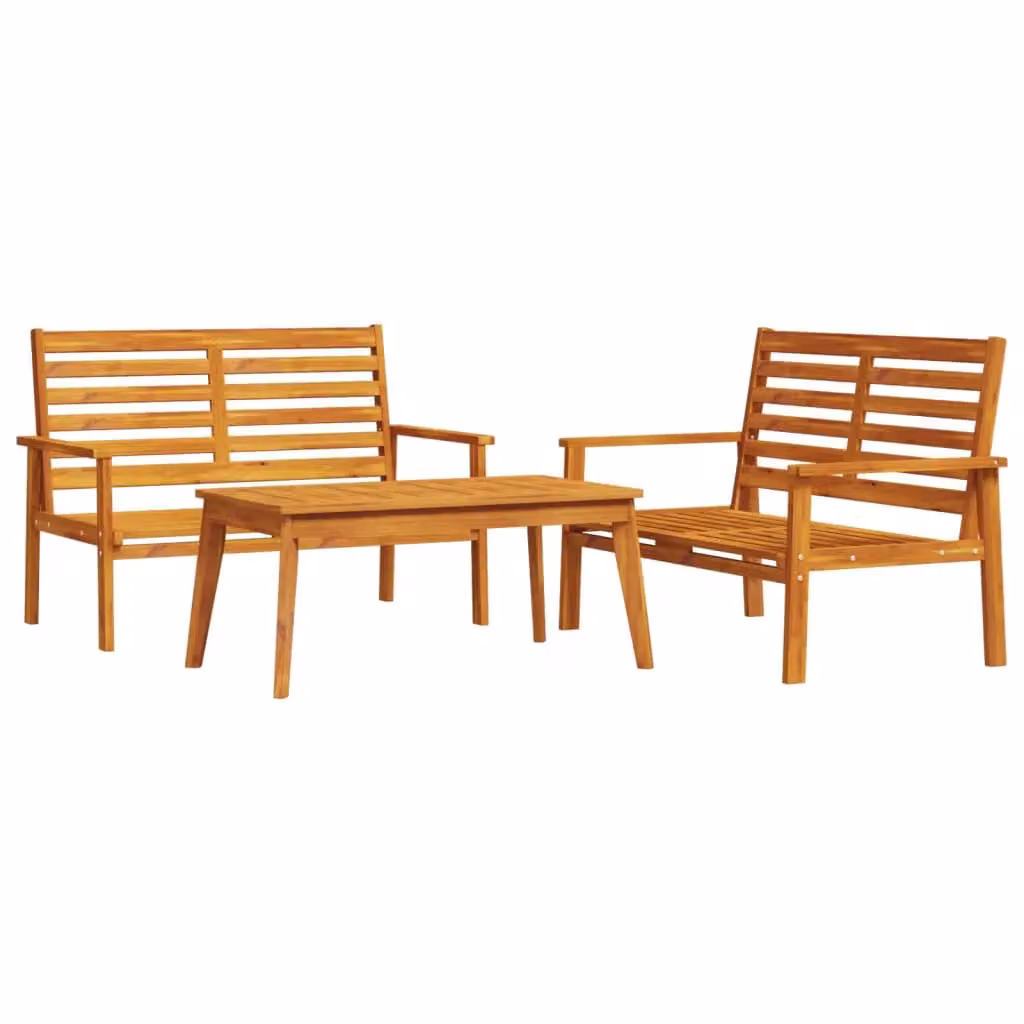 Berkfield Home 3 Piece Acacia Wood Garden Lounge Set in Brown – 2