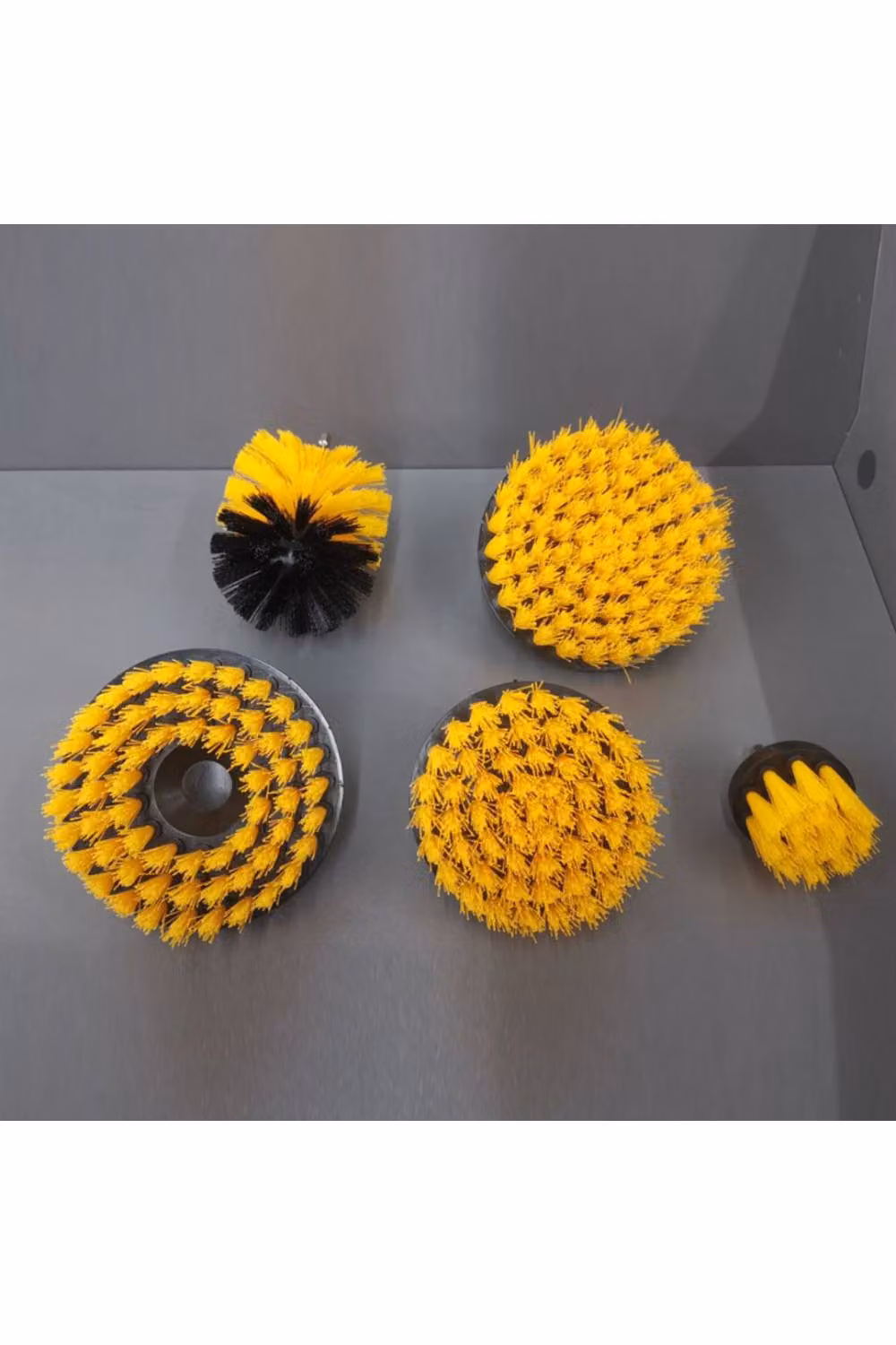 KDMD 5 Pack Nylon Power Scrub Drill Attachment Cleaning Brush Set in Yellow and Orange – 4