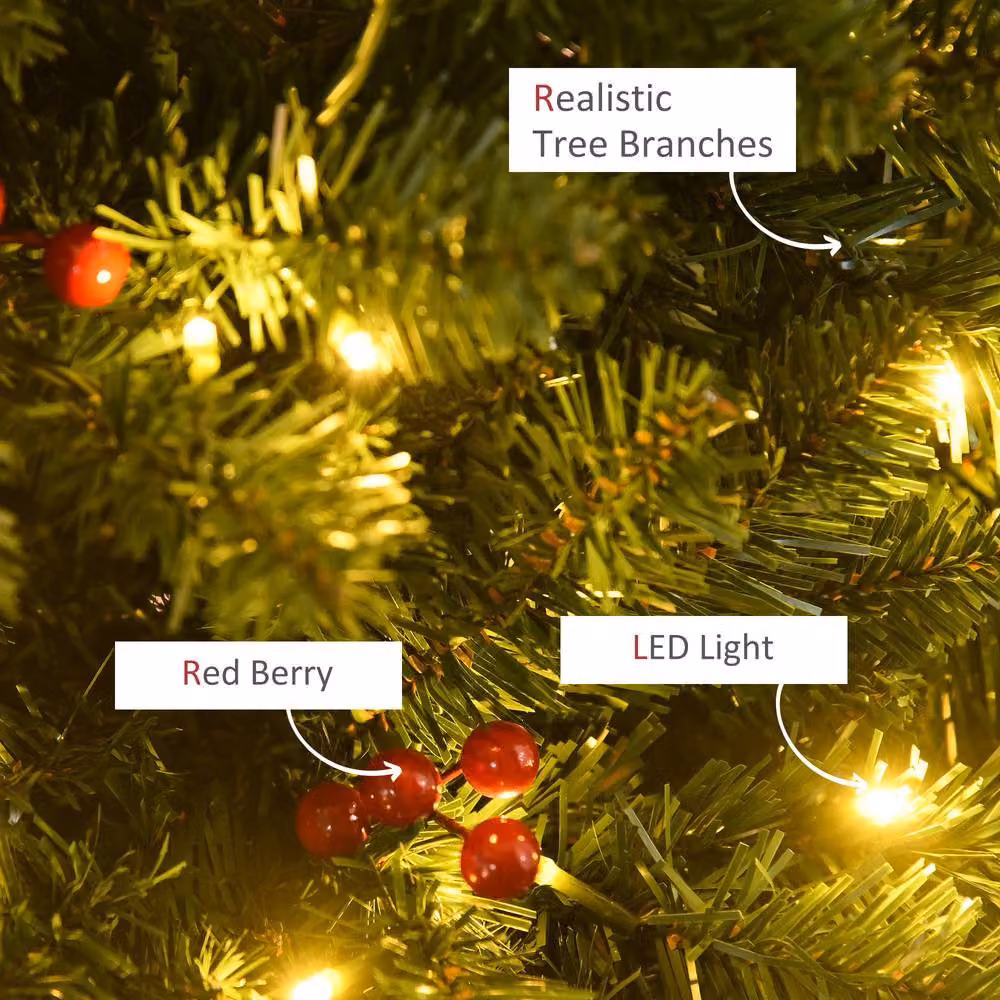 STILVORA 5ft Artificial Christmas Tree with 200 LED Lights in Green, H: 152.4 cm – 5
