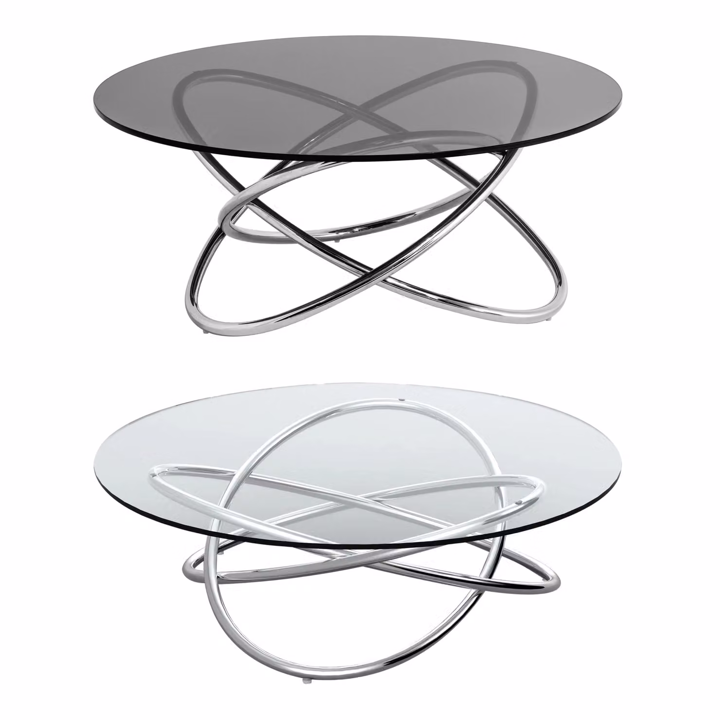 Orsina Modern Round Smoke Glass Top Coffee Table in Grey, W/D/H: 100 x 100 x 41 cm – 3