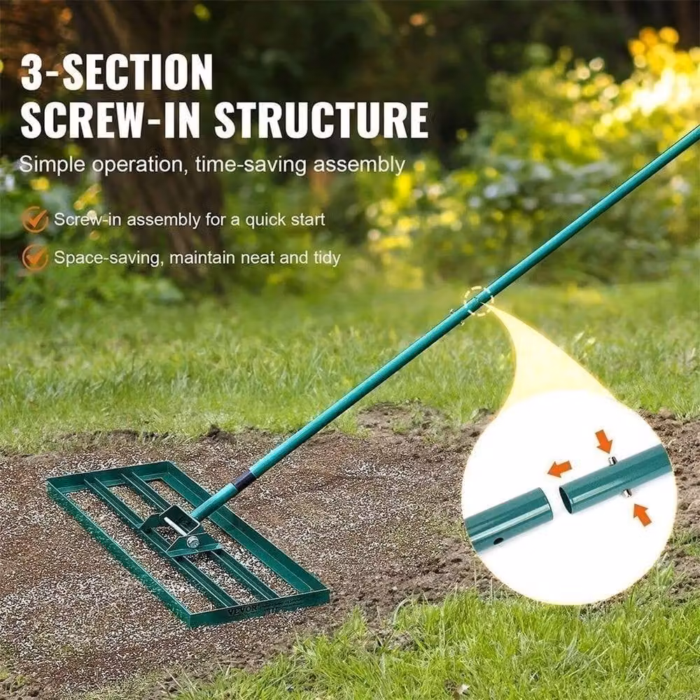 EONLION Green Steel Lawn Levelling Roller and Rake Gardening Tool – 3