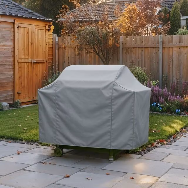 Home Source Duracover Waterproof 4 Burner Gas and Charcoal BBQ Protective Cover in Grey, W/D/H: 155 x 79 x 61 cm – 1