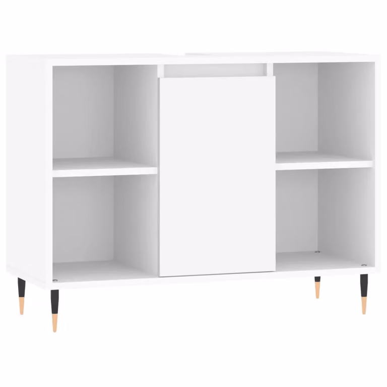 Berkfield Home White Freestanding Bathroom Cabinet with Hinged Doors and Internal Shelves W/D/H: 80 x 33 x 60 cm