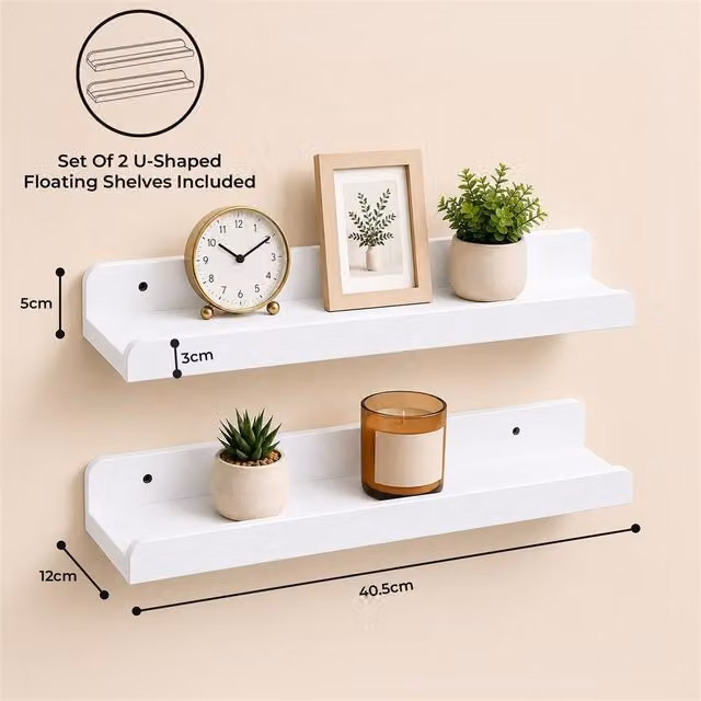 FLAVORA White Floating Wall Display Shelf