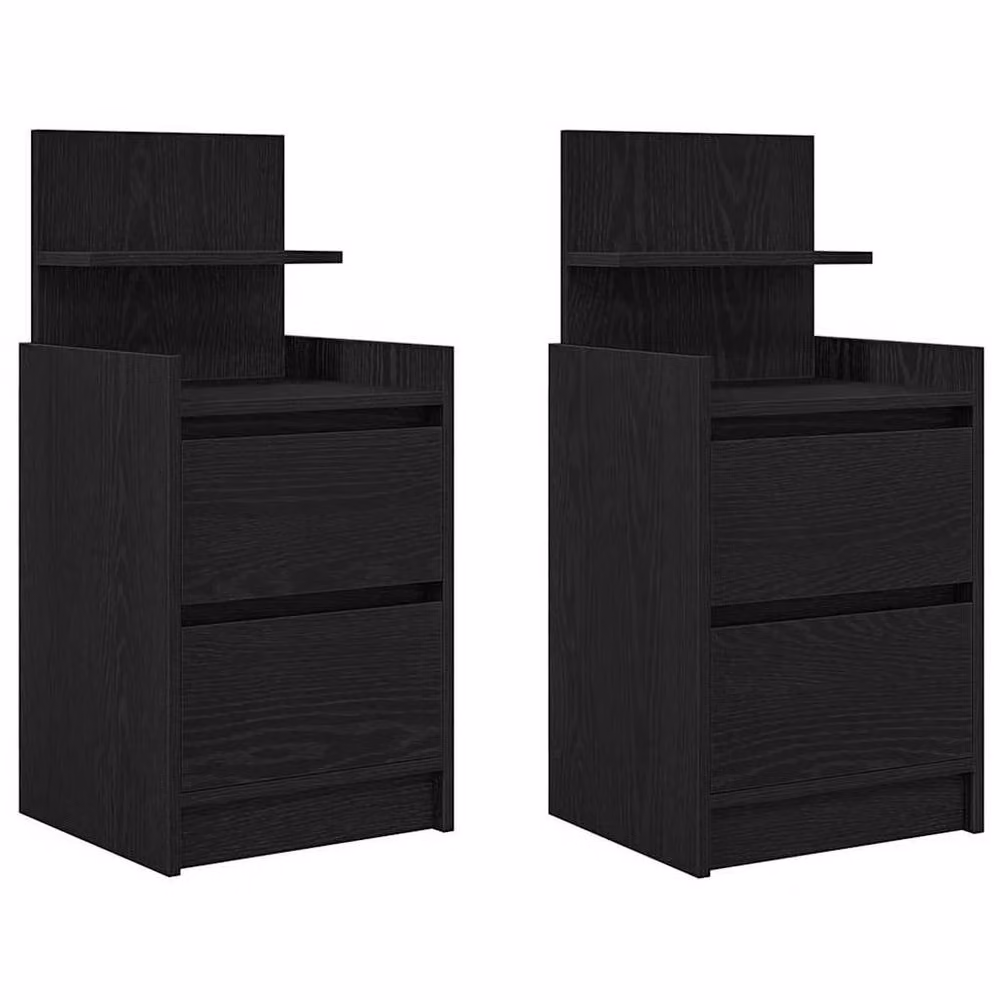 Berkfield Home Durable Bedside Cabinets with 2 Drawers, 2 Pack, Black, W/D/H: 38 x 34 x 80 cm – 3