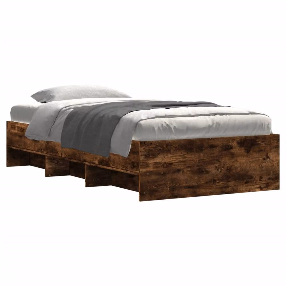 Berkfield Home Single Bed Frame in Smoked Oak Brown, W/D/H: 90 x 190 cm – 3