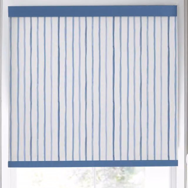 Laura Ashley Painterly Stripe Blue Blackout Made to Measure Roller Blind