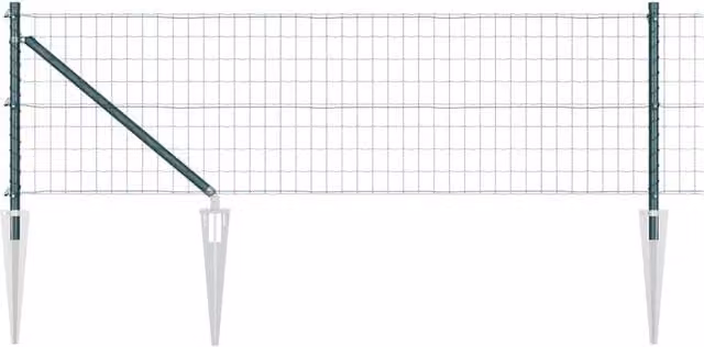 Berkfield Home Euro Fence Green Galvanised Steel with 13 Spike Posts, 0.6 x 25 m – 1
