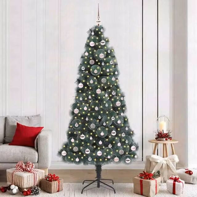 Berkfield Home Artificial Pre-lit Christmas Tree with Ball Set, Green, Height: 240 cm – 1