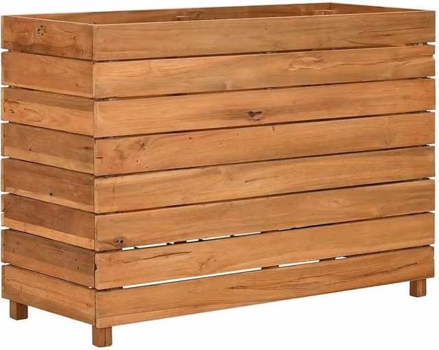 Berkfield Home Raised Bed in Brown Solid Wood and Steel, W/D/H: 100 x 40 x 72 cm