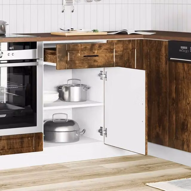 Berkfield Home Porto Kitchen Base Cabinet in Smoked Oak Brown Engineered Wood W/D/H: 81.5 x 50 x 46 cm – 1
