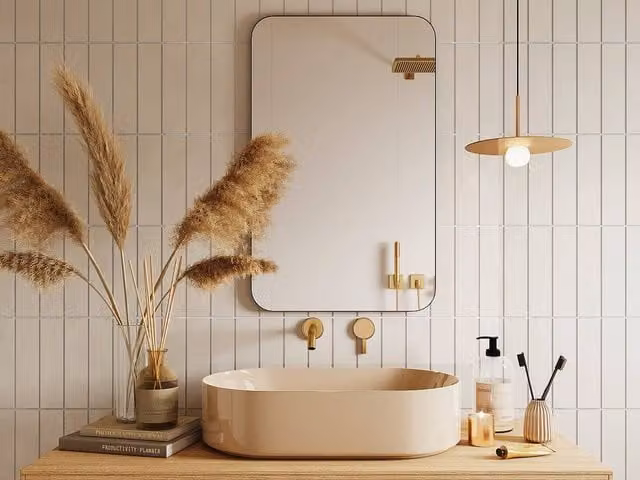 Vente-unique Modern Rectangular Bathroom Mirror with Black Metal Surround, W: 50 cm, H: 80 cm – 1