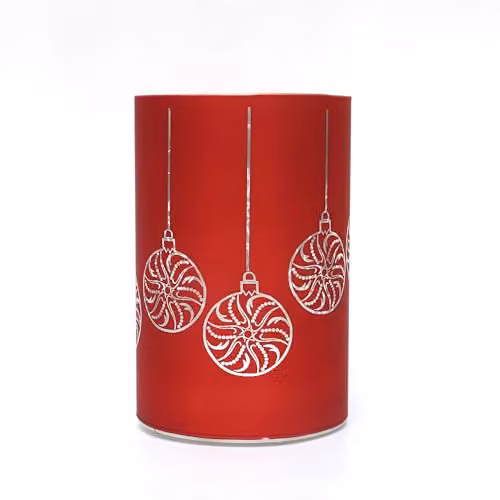 Shatchi Red and Gold Christmas Decorated Etched Glass Vase Table Lamp with LED Fairy Lights – 2
