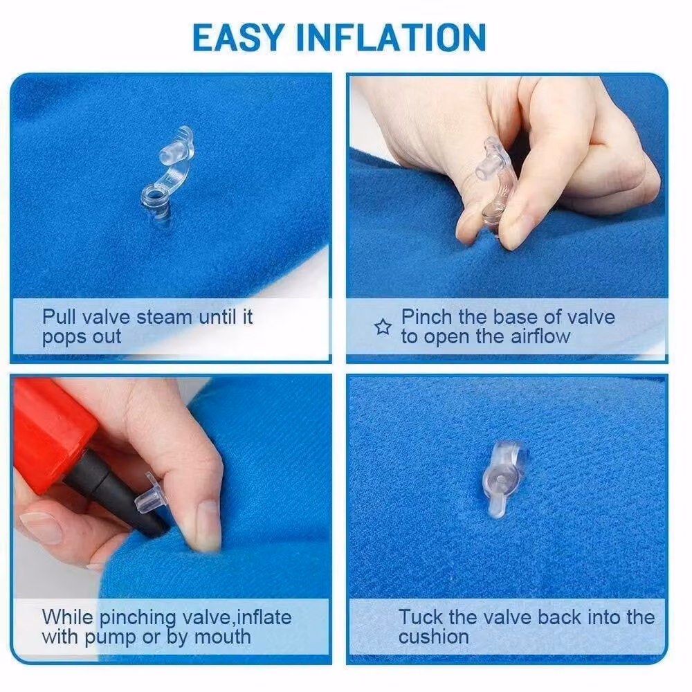 FLAVORA 2 Piece Inflatable Ring Cushion Blow Up in Blue, W: 100 cm, L: 190 cm – 3