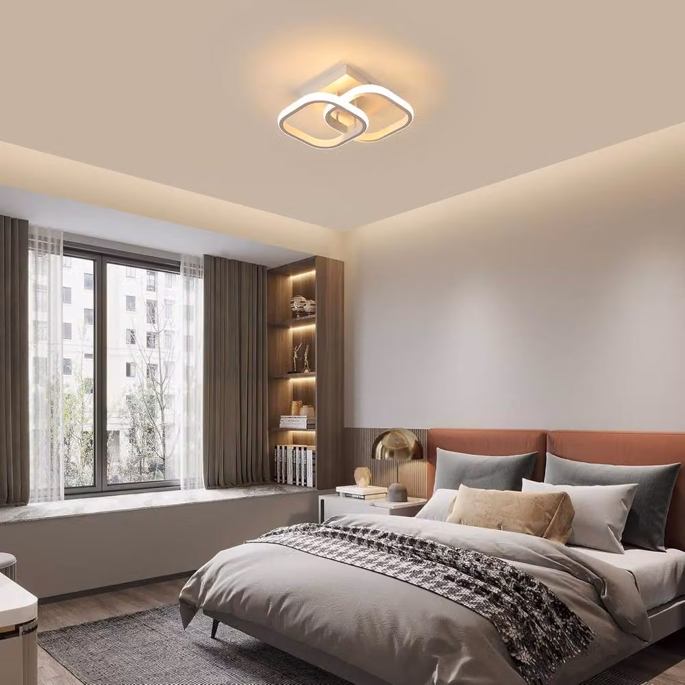Goeco Modern Square LED Ceiling Light, 2 Piece Set, 22W, Warm White, White – 2