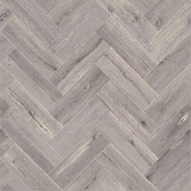 Luna Grey Herringbone Wood Effect Vinyl Flooring Sheet, 400 x 400 cm, 2.3 mm thickness