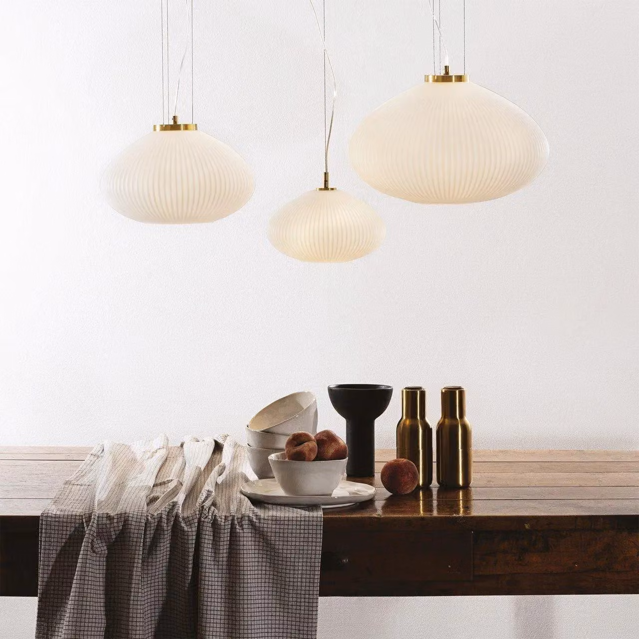 Netlighting Plisse Globe Dome Pendant Ceiling Light in Yellow and Brass, Diameter: 45 cm – 2