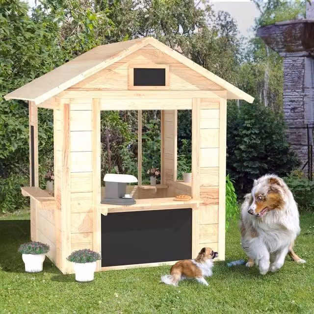 Big Game Hunters Wooden Playhouse Cafe Shop in Brown