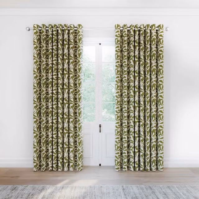 Helena Springfield Simply Scandi Leni Lined Floral Curtains, Green, W: 228.6 cm, H: 182.88 cm – 1