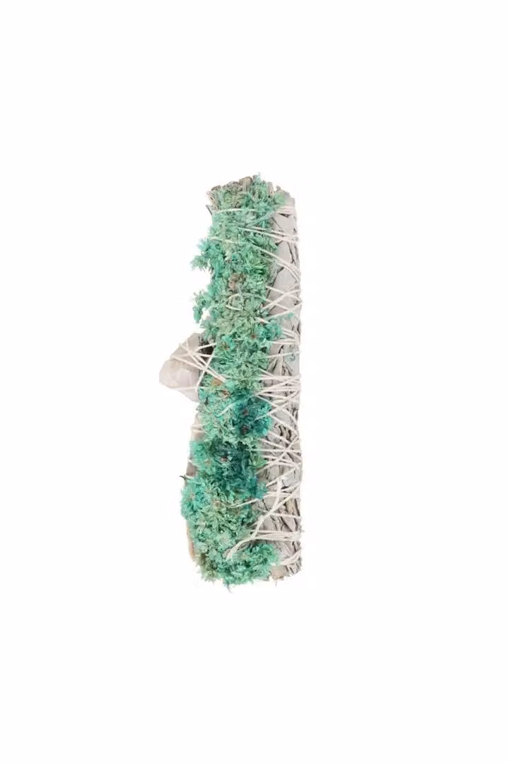 KDMD 6in Ritual Wand Smudge Stick with White Sage, Abalone and Quartz in Multicolour – 2