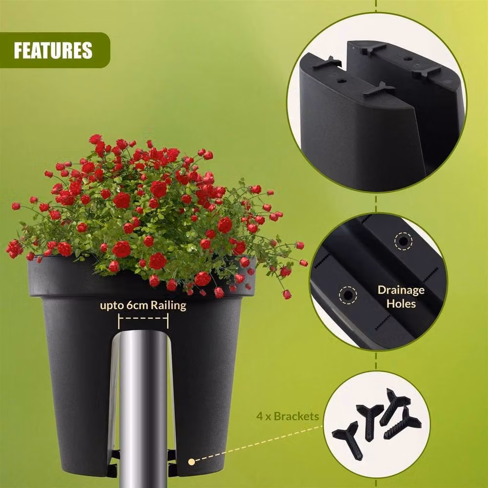 EONLION Black Plastic Hanging Planter Flower Bridge Plant Pot W/D/H: 40 x 26 x 24 cm – 5