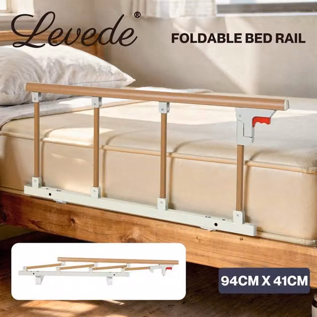 Levede Folding Bed Rail Safety Guard for Elderly Adults, White