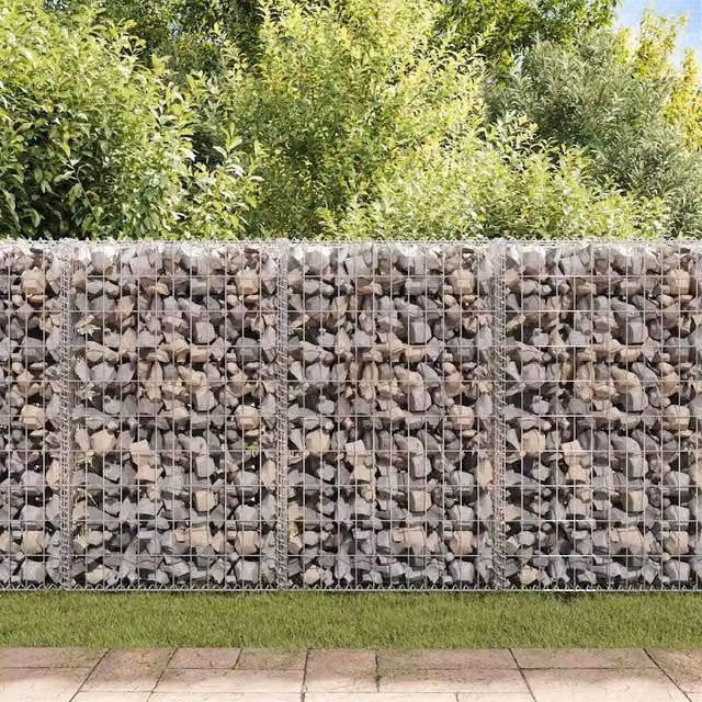 Berkfield Home Durable Galvanised Steel Gabion Basket with Lids in Silver, W/D/H: 100 x 100 x 30 cm – 1