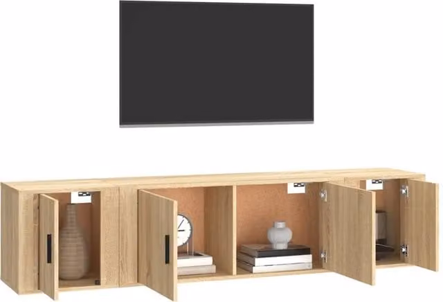 Berkfield Home Classic 3 Piece TV Cabinet Set in Sonoma Oak and Brown Engineered Wood – 1