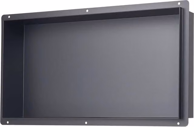 Kelvenix Frameless Recessed Stainless Steel Shower Niche in Black, W: 33 cm, D: 10.2 cm, H: 63.5 cm – 1