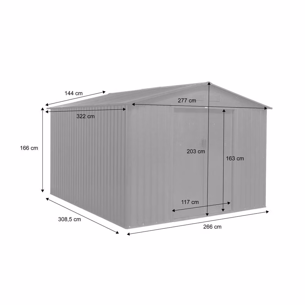 sweeek Metal Garden Storage Shed in Dark Grey, W: 263 cm, D: 302 cm, H: 203 cm – 3