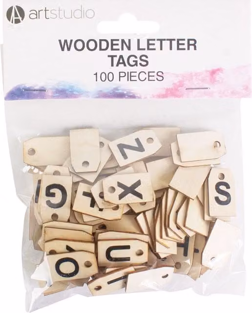 Artstudio Wooden Letter Tags in Beige