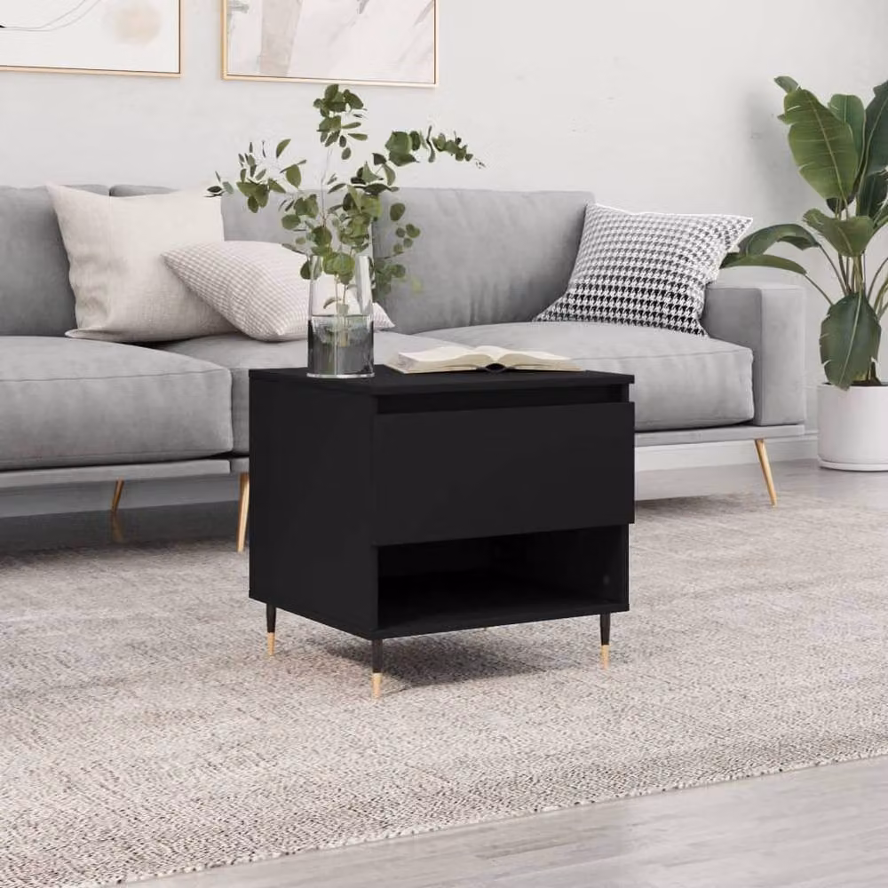 Berkfield Home Modern Black Square Coffee Table in Composite Wood W/D/H: 50 x 46 x 50 cm – 2