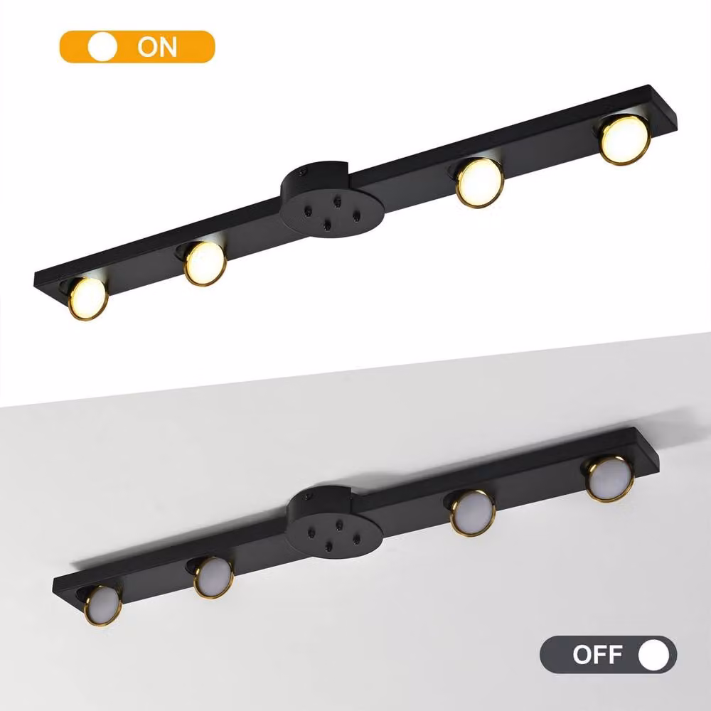 NIVOR 24W Dimmable LED Ceiling Lamp with Remote Control in Black and Gold/Brass – 4
