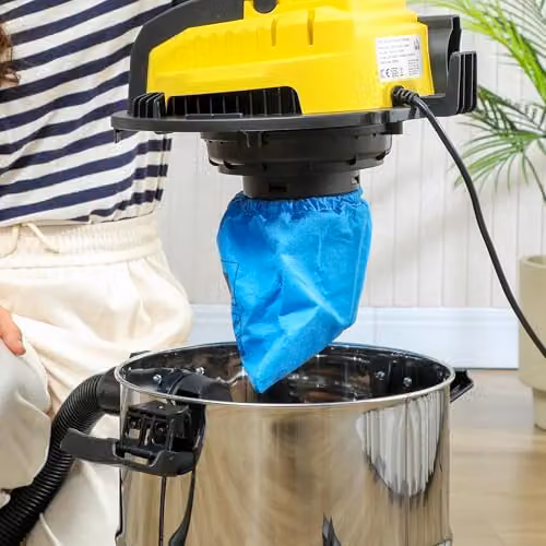HOMCOM 3-in-1 Wet and Dry Vacuum Cleaner with 1200W Motor, 20L Stainless Steel Tank and Blowing Function, Yellow and Multicolour – 6