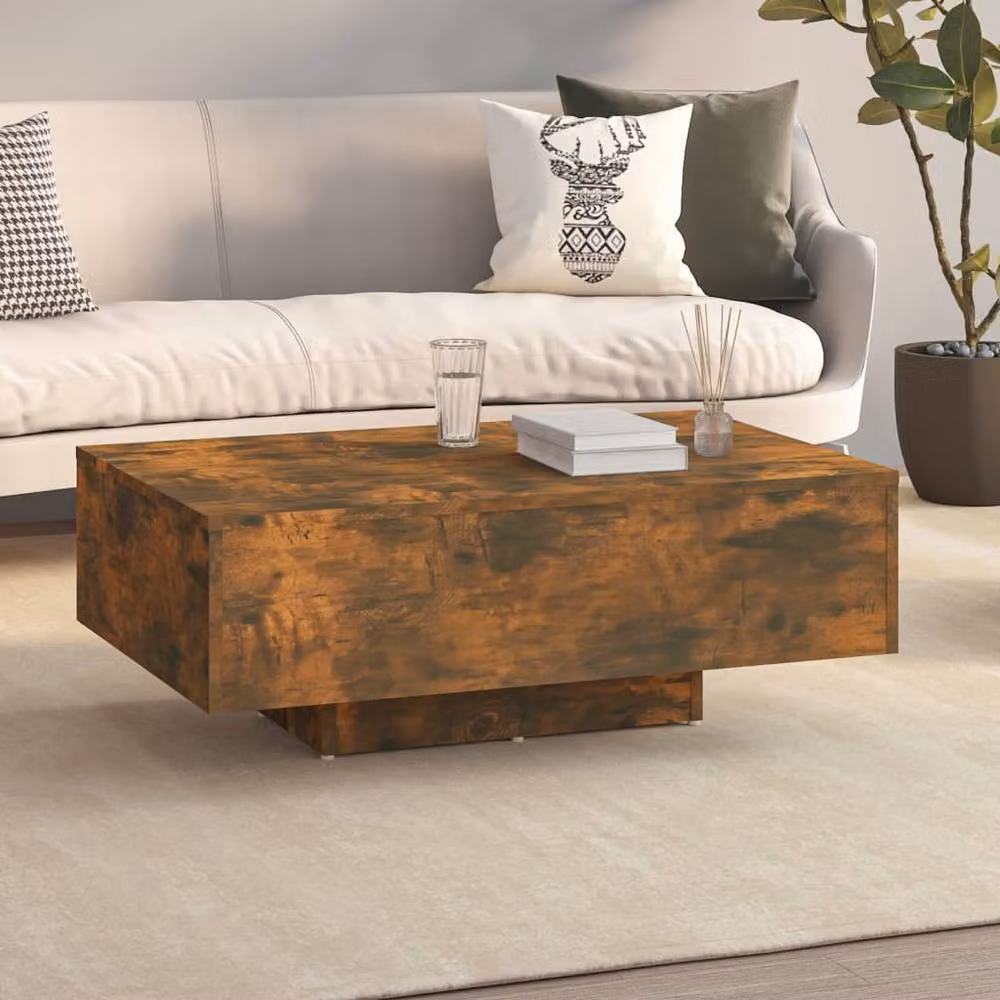 Berkfield Home Smoked Oak Coffee Table in Brown, W: 85 cm, D: 55 cm, H: 31 cm – 2
