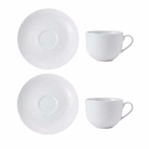 Mikasa White Porcelain Teacup and Saucer Set of 2, 220ml – 1