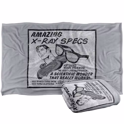 Warner Bros. Superman X-Ray Specs Retro Soft Fleece Throw Blanket, Multicolour, W: 91.44 cm, L: 147 cm – 1