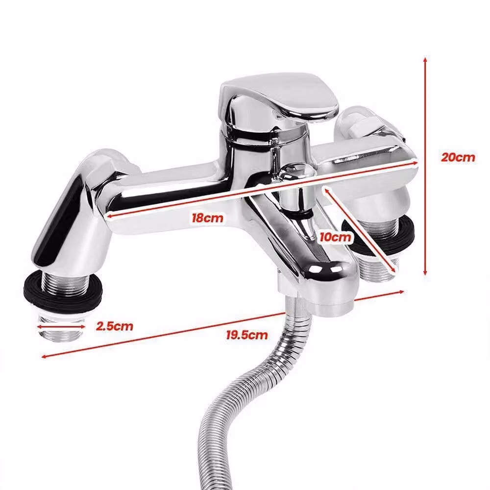 Nordara Silver Bath Filler Tap and Shower Mixer Set with Single Lever Hand Held Shower Head – 2