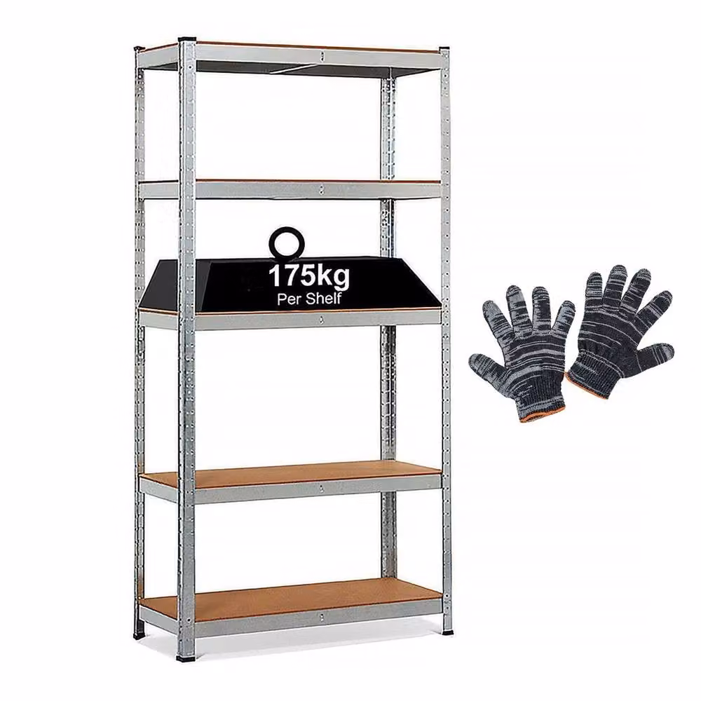 EONLION Heavy Duty 5 Tier Garage Racking Shelf in Brown, W/D/H: 100 x 100 x 200 cm – 2