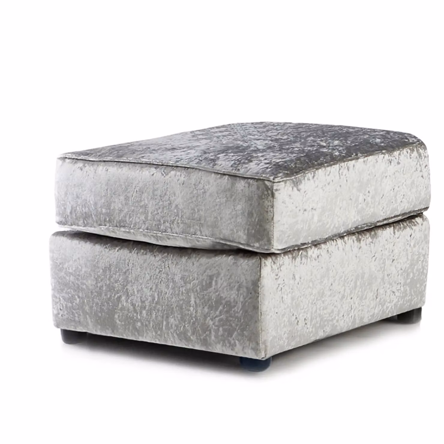 Furnishings For Less UK Chelsea Soft Crushed Velvet Fabric Cylindrical Footstool in Silver, W/D/H: 42 x 42 x 55 cm – 2