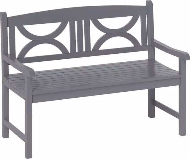 Outsunny 2-Seater Wooden Garden Bench with Armrests, Grey – 1