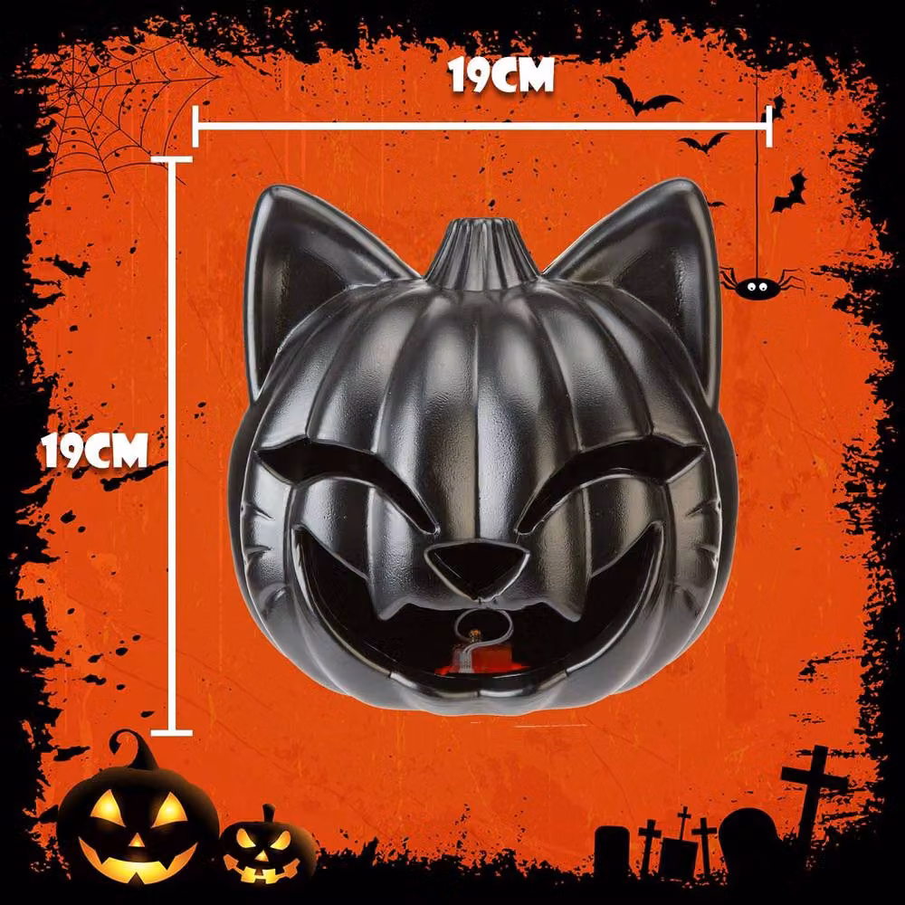 VFM e-Store Halloween Black Cat Light Up Pumpkin Tabletop Party Accessory, Black – 2