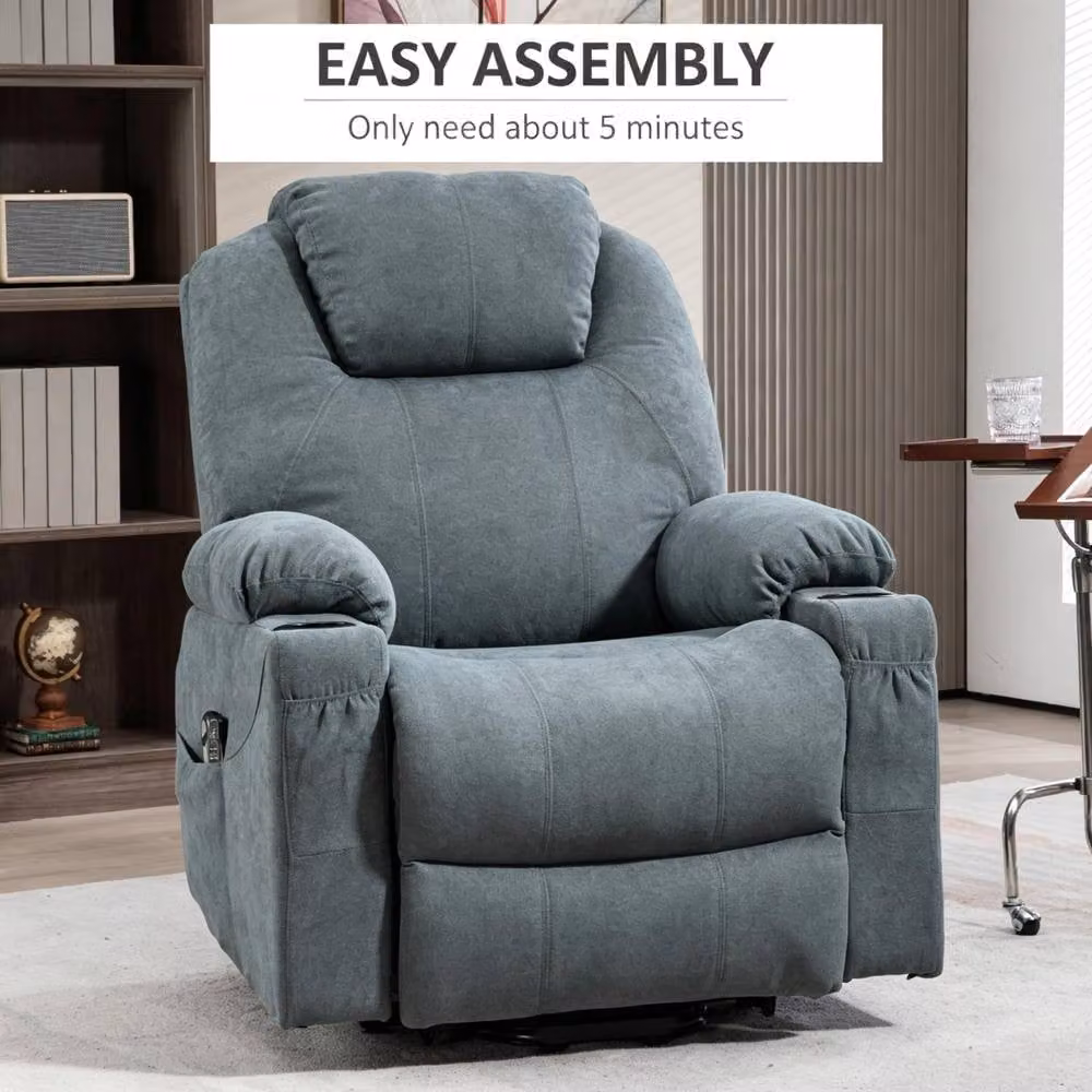STILVORA Electric Lift Recliner Armchair with Massage and Heat in Grey Fabric – 5